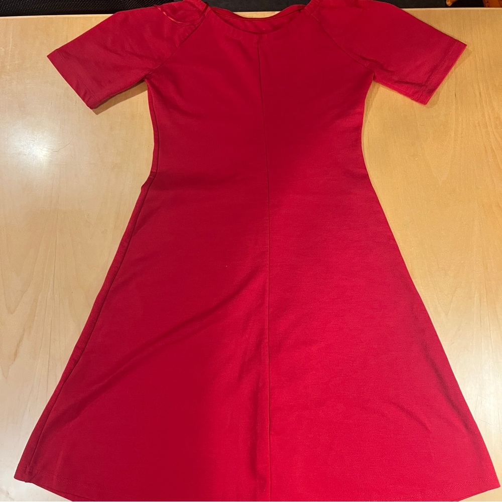 Zara Red A-Line Mini Dress Short Sleeve Crew Neck